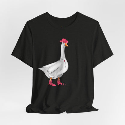 Goose in Pink Boots T-Shirt — Cute Farm Animal Graphic Tee