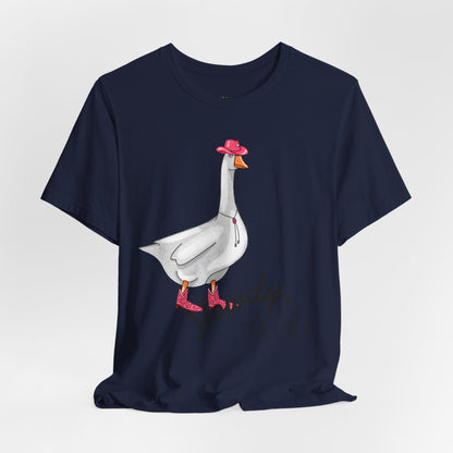 Goose in Pink Boots T-Shirt — Cute Farm Animal Graphic Tee