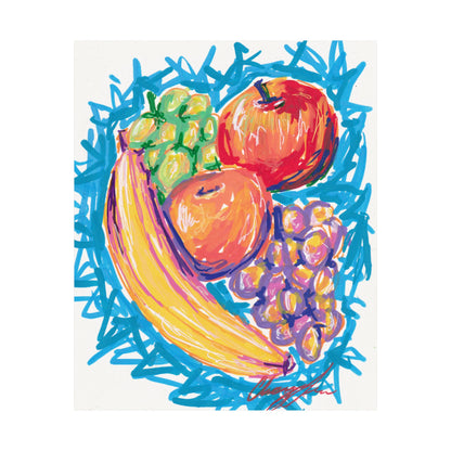 Fruit Still Life Matte Poster — Colorful Banana, Apples & Grapes Wall Art