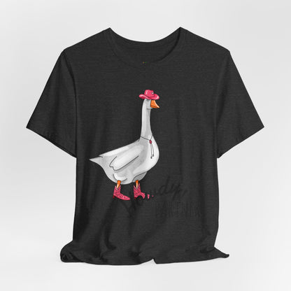 Goose in Pink Boots T-Shirt — Cute Farm Animal Graphic Tee