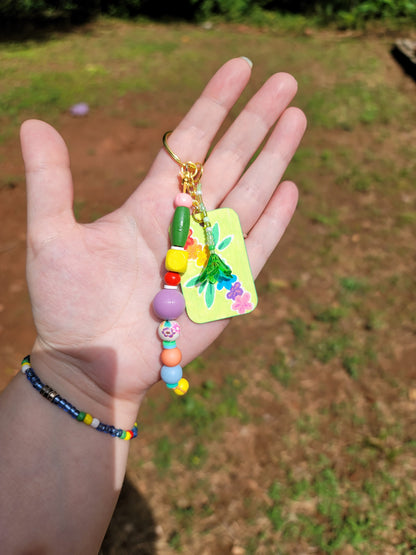 Mini-Painting Keychain - #11 Rainbow Flowers