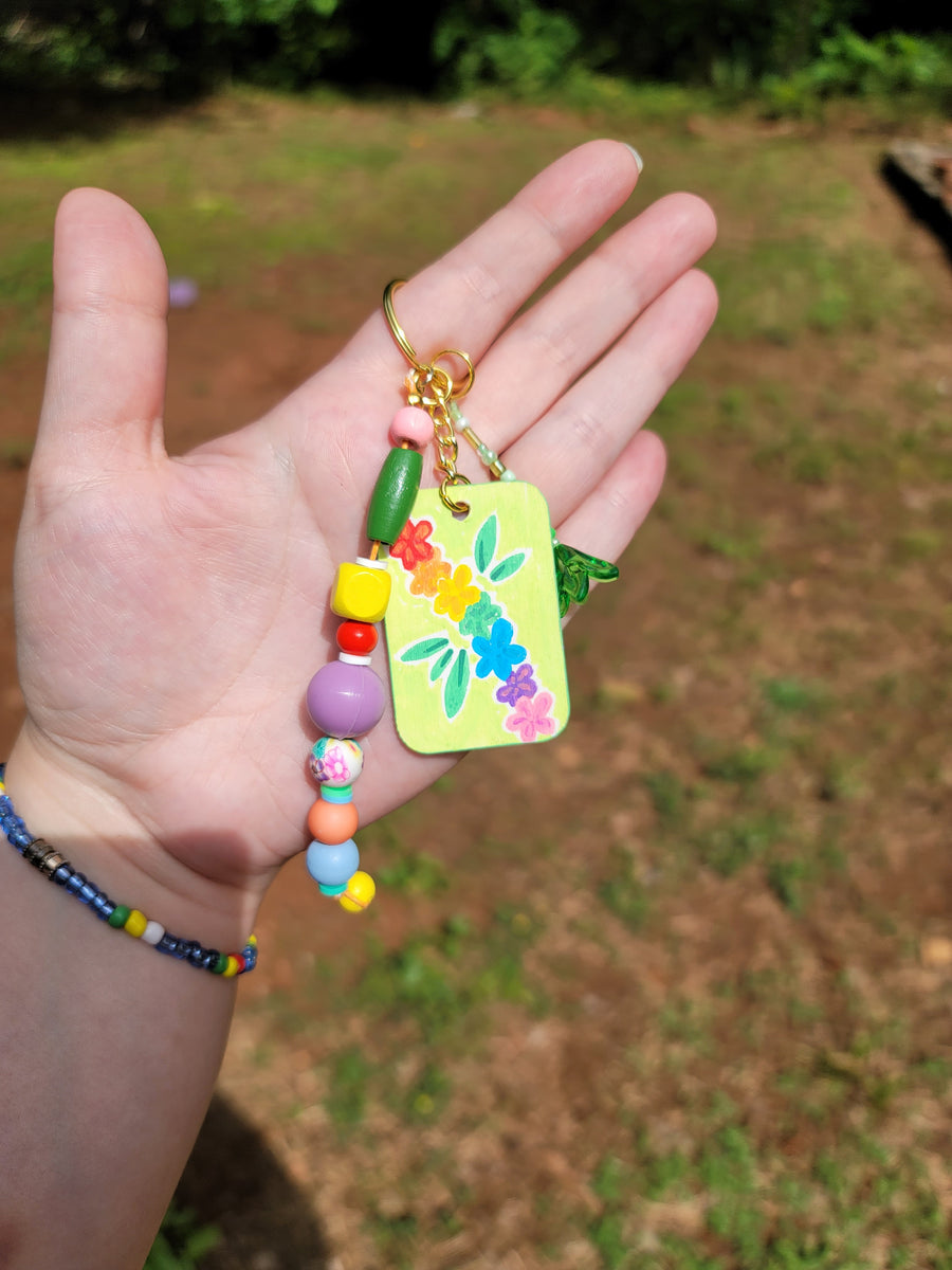 Mini-Painting Keychain - #11 Rainbow Flowers